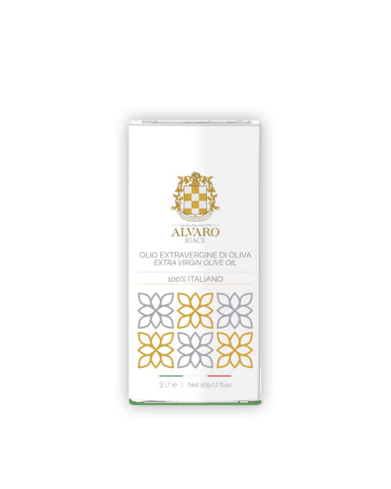 Olio extravergine di oliva in latta da 3 litri, prodotto di alta qualità, ideale per cucina e condim.