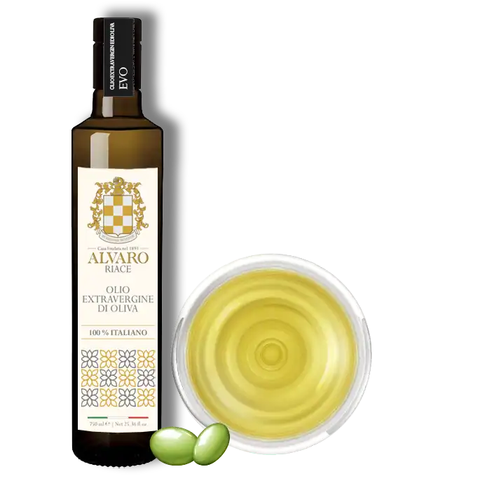 Olio extravergine di oliva di alta qualità Alvaro di Riace, prodotto in Italia.